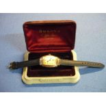 Boxed Bulova 14ct rolled gold plate cased wristwatch with secondary dial, serial no. 3131286 (
