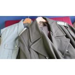 Post war German military overcoat, trousers and shirt