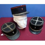 Group of three French artillery kepi's including two 19th C caps, one by J. Thirion Paris, all three