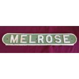 Aluminium green and white painted 'Melrose' seat back sign