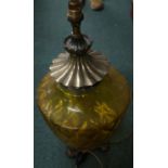1950's Carl Falkenstein style lamp with amber glass body and gilt metal mounts (approx height 55cm)