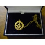 9ct gold masonic pendant and chain in Toye, Keennig & Spencer box