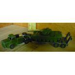 Dinky military vehicle Honey Hornycroft Mighty Antar with tank, transporter, trailer and Centurion