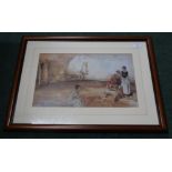 Framed and mounted Russell Flint print with WRF blind stamp (62cm x 45cm including frame)