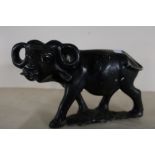 Large carved Chinese stone figure of a water buffalo (height 20cm)