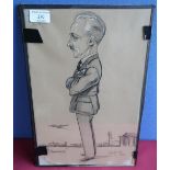 Charcoal sketch of caricature pilot "Skipper" by Pat Rooney 1942 (26cm x 38cm)