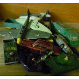 Selection of various die-cast vehicles including Corgi, Dinky, Lesney etc, including Dinky planes,