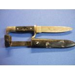 German Hitler Youth type knife with 4 1/4 inch blade stamped Solingen with checkered grip, lacking