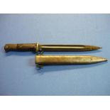 German Mauser bayonet with 9 3/4 inch blackened blade stamped 3892 and 41ASW, various stamps and