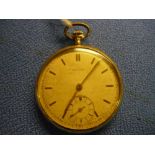 Collina gold cased pocket watch (unmarked) with secondary dial, the inner dust cover marked 590