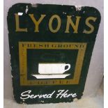 Aluminium double sided Lyons Coffee advertising sign (50cm x 70cm)