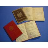 Two German Third Reich identity booklets and two Labour Corp booklets (4)