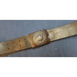 German WWII Third Reich leather soldiers belt with buckle marked Gott Mit Uns