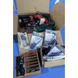 Box containing an assortment of gunsmiths tools and spares with a quantity of brand new CZ housing