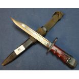 British SLR bayonet with 8 inch blade, steel sheath and webbing frog