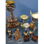 Selection of various military related trophies, trophy cups etc in one box