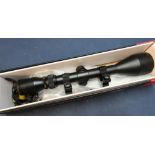 Boxed Nikko Sterling Mount Master 4x12-50 Half Mil Dot 3/8 inch mount scope, complete with mounts,