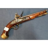 British flintlock Dragoons pistol, with 9 inch barrel with worn proof marks and engraved 21LDS,