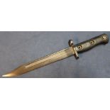 British SLR L1A1 bayonet with blackened blade stamped 960-001 D, with broad arrow mark