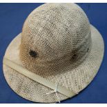 American military wartime sun hat with lapel pin badge, complete with chin strap and liner