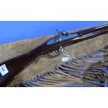 Black powder only smooth bore Pedersoli .45 plainsman rifle with 37 inch octagonal barrel with fixed