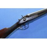 Belgium 16 bore hammer gun by Acier Cockerill, the 27 1/2 inch barrels with gilt name and address,