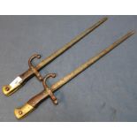 Two French cut down Gras type bayonets, one with date 1880