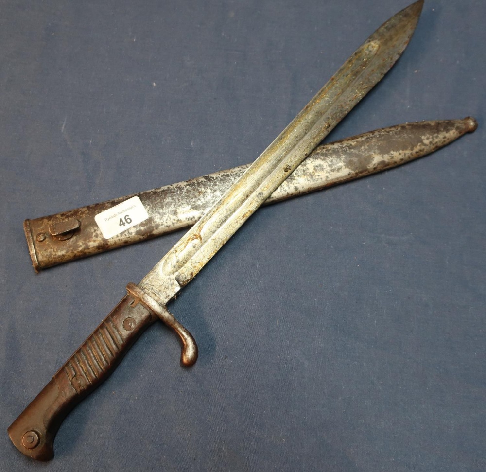 German Mauser bayonet with 14 1/2 inch swollen point blade by Carl Eickhorn Solingen, with various