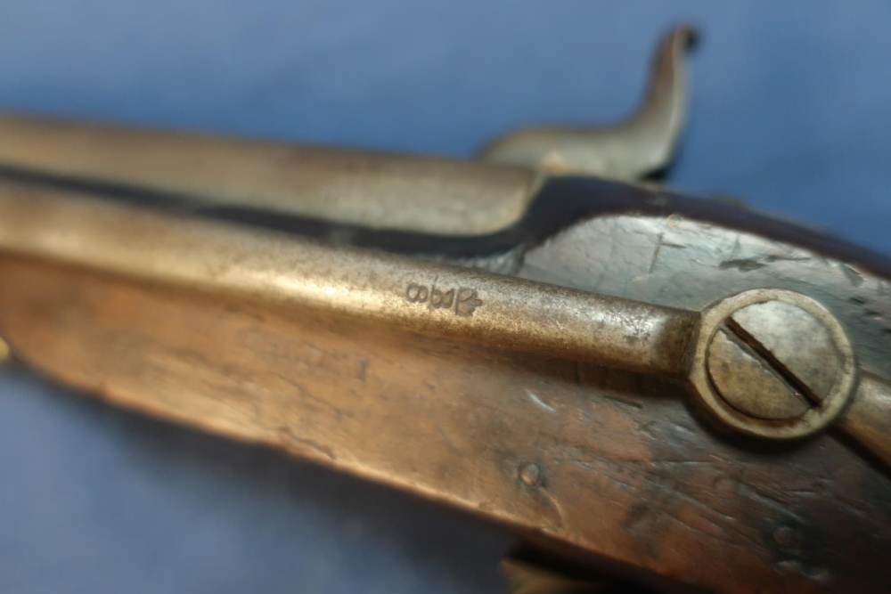 Percussion cap Short Sea Service pistol with 6 inch barrel (lacking swivel ramrod), with belt slide, - Image 3 of 3