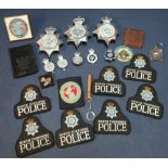 Collection of various staybright and other police helmet badges etc, including North Yorkshire