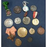 Collection of various commemorative medals, medallions and lapel badges including Royal Observers