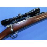 Mauser K96 6.5MM bolt action rifle with fixed fore and adjustable aft sights, mounted with