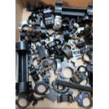 Box containing a large quantity of various scope mounts, ring mounts, scope bars etc