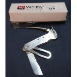 Boxed as new Whitby Knives lanyard knife with folding spike, blade and loop