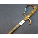 19th C military officers sword with 33 1/4 inch slightly curved single fullered blade with traces of