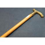 Brass handled walking cane with screw out cock fighters blade