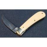 Single blade Sheffield made pruning type knife with ivory grips and working back detail
