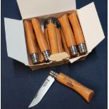 Box of new ex-shop stock OPINEL No. 07, 3 inch bladed pocket knives