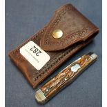 George Wostenholme of Sheffield I.XL twin bladed vintage pocket knife with two piece lamb foot