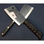 Two butcher style steel hatchets