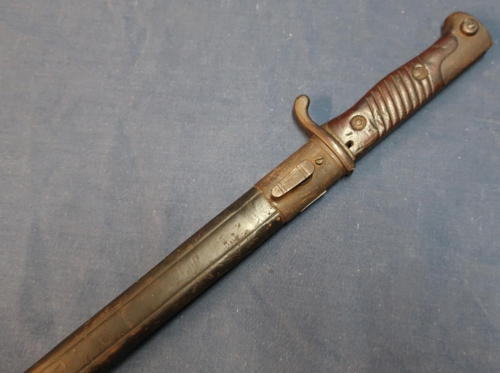 Mauser 1898 quill back bayonet with 20.5 inch blade with double edged point and single fuller