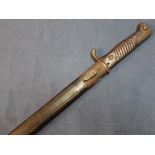 Mauser 1898 quill back bayonet with 20.5 inch blade with double edged point and single fuller