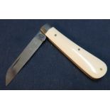 Sheffield made single bladed pocket knife with two piece ivory grips