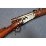 Swiss Vetterli 10.5 military rifle circa 1878, with 32 inch barrel, with rear adjustable sights,