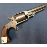 American J. Reid of N.Y City .30 rimfire revolver, the 3 1/2 inch octagonal barrel with engraved