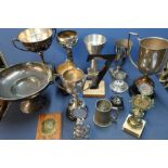 Selection of various military related trophies, trophy cups etc, in one box