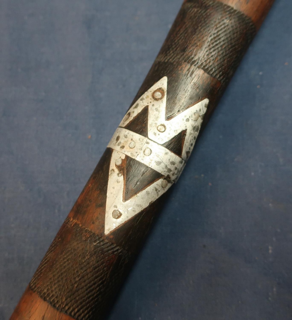 North American Indian pipe axe, the engraved steel head with double edged point with central heart - Image 3 of 3