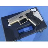 Cased RWS model C225 Co2 air pistol with two magazines