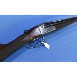 W Atkinson 12 bore side by side ejector shotgun with 28 1/4 inch nitro proof barrels, choke 1/2