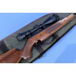 Quality Air Arms Pro Sport .22 under lever air rife with telescopic sight and padded gun slip